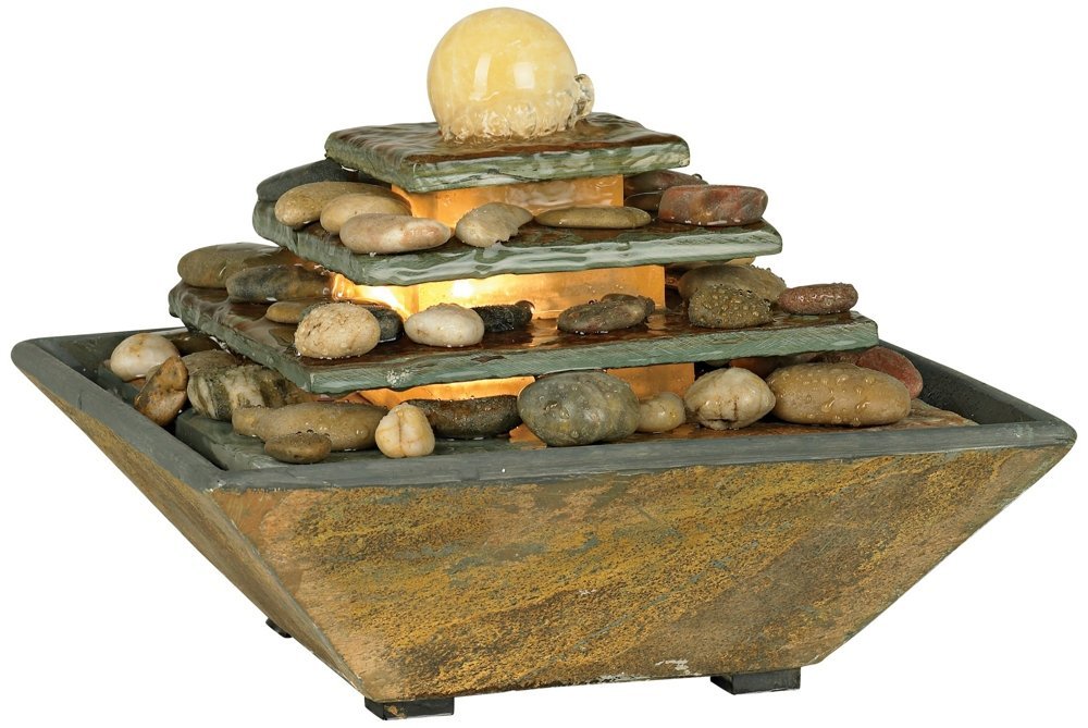 " High Small Zen Modern Indoor Decor Slate Stone Tabletop Fountain