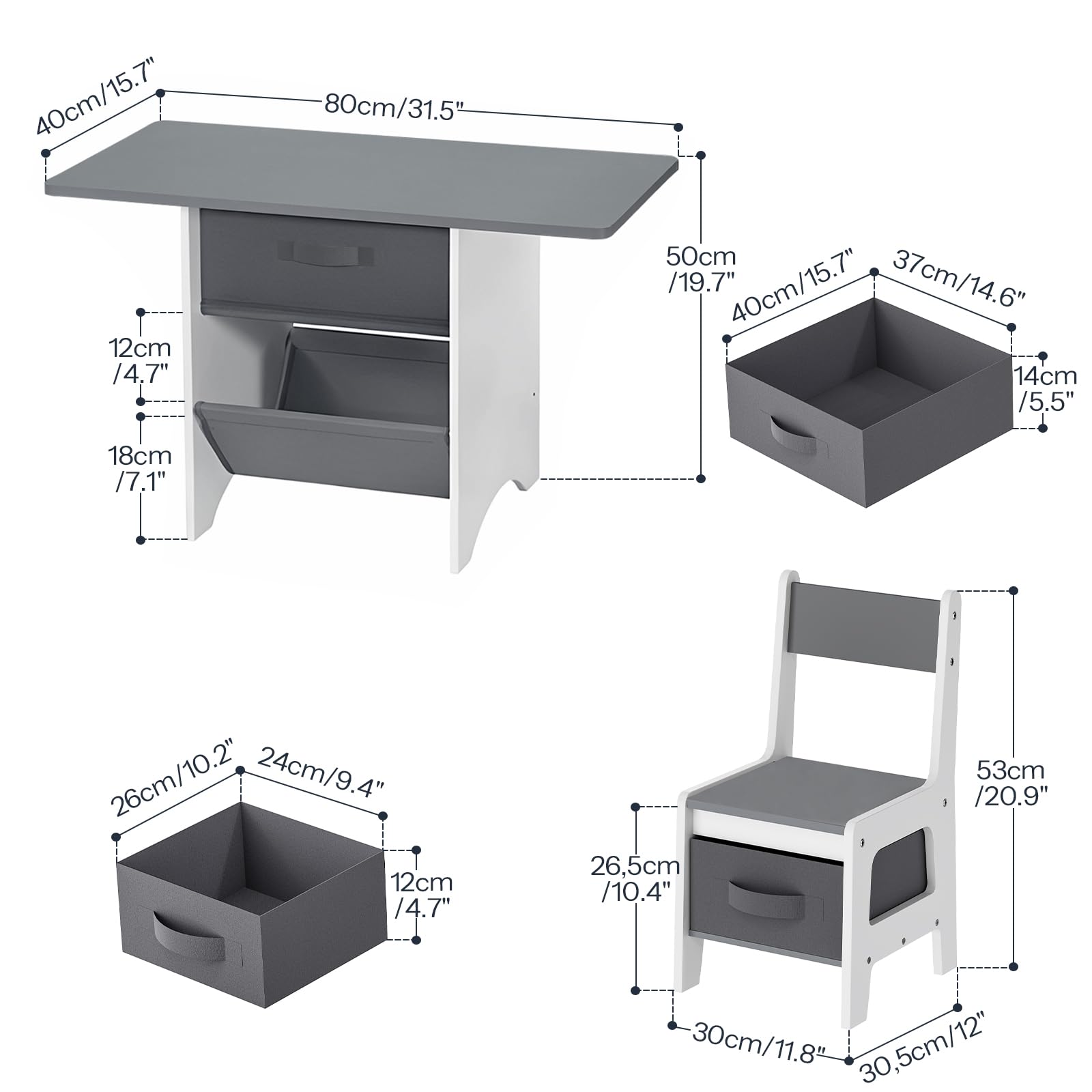 Toddler Table and Chair Set with Storage