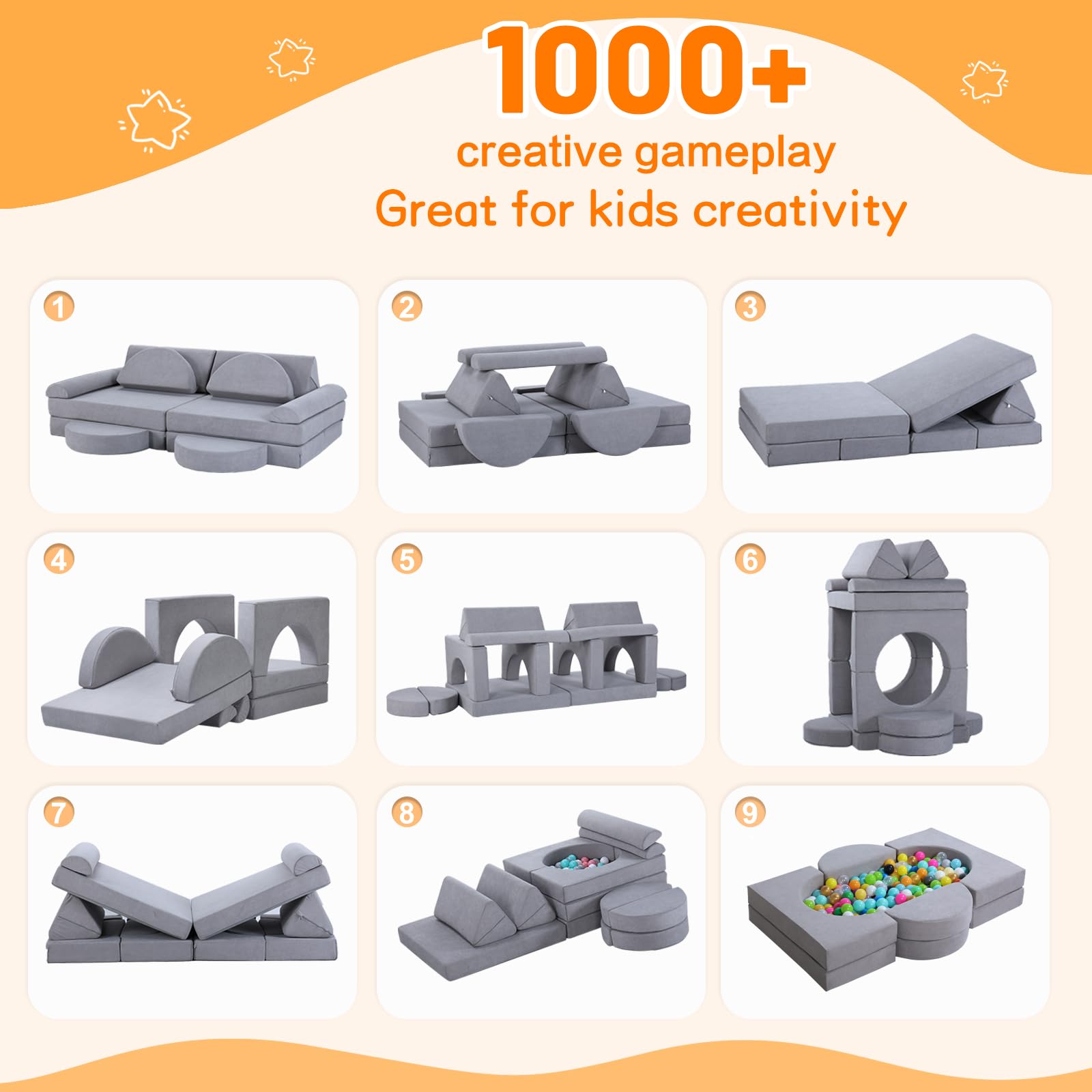Modular Kids Play Couch Foam Building Blocks Set