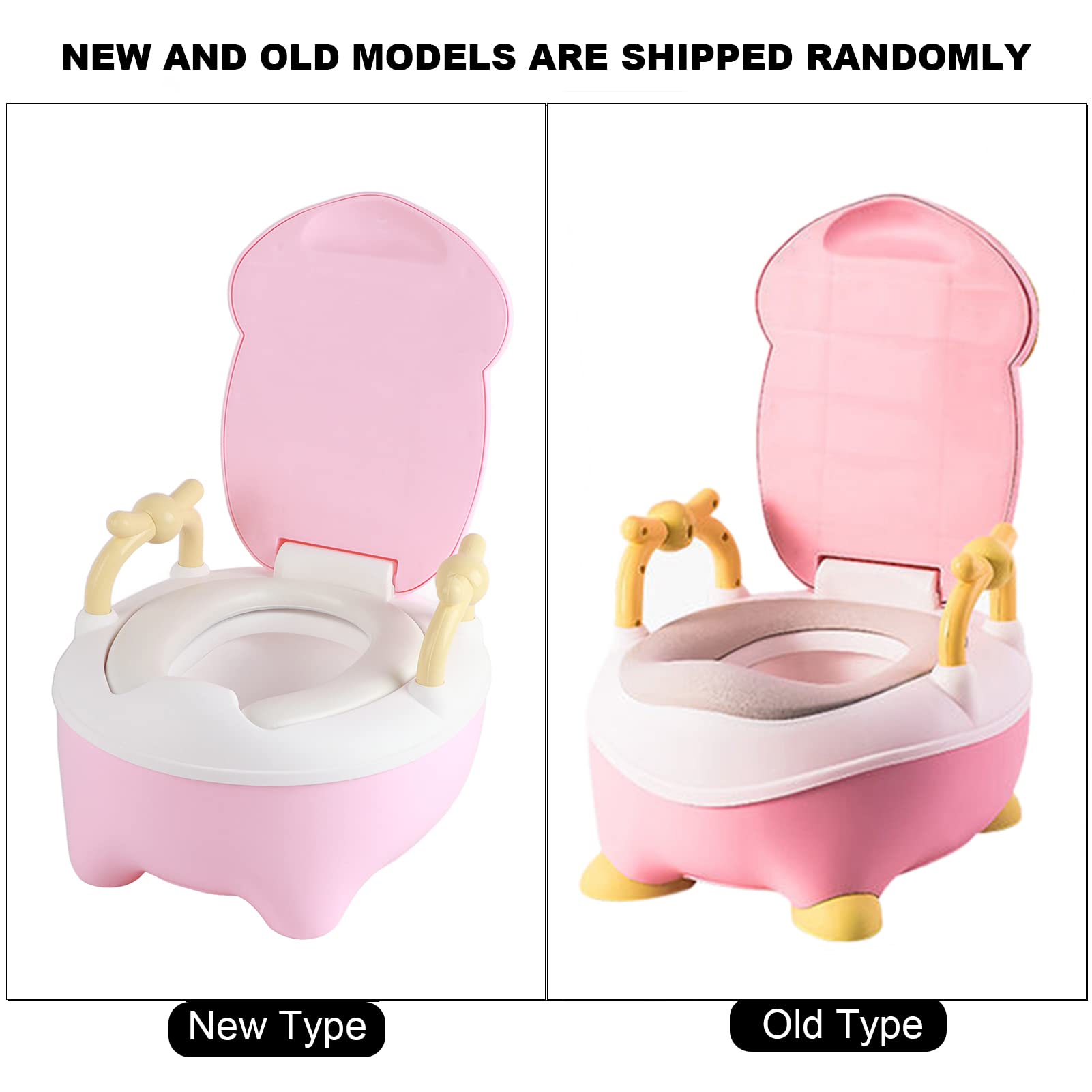 Portable Toddler Potty Toilet Cartoon Potty Training Seat Elevated Design Children Toilet Potty for Home Bathroom Outdoor Indoor(Pink)