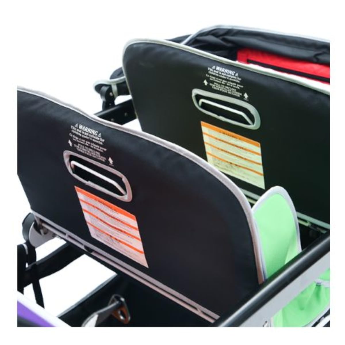 6-Seat Tandem Stroller with Double Canopy and Safety Harness