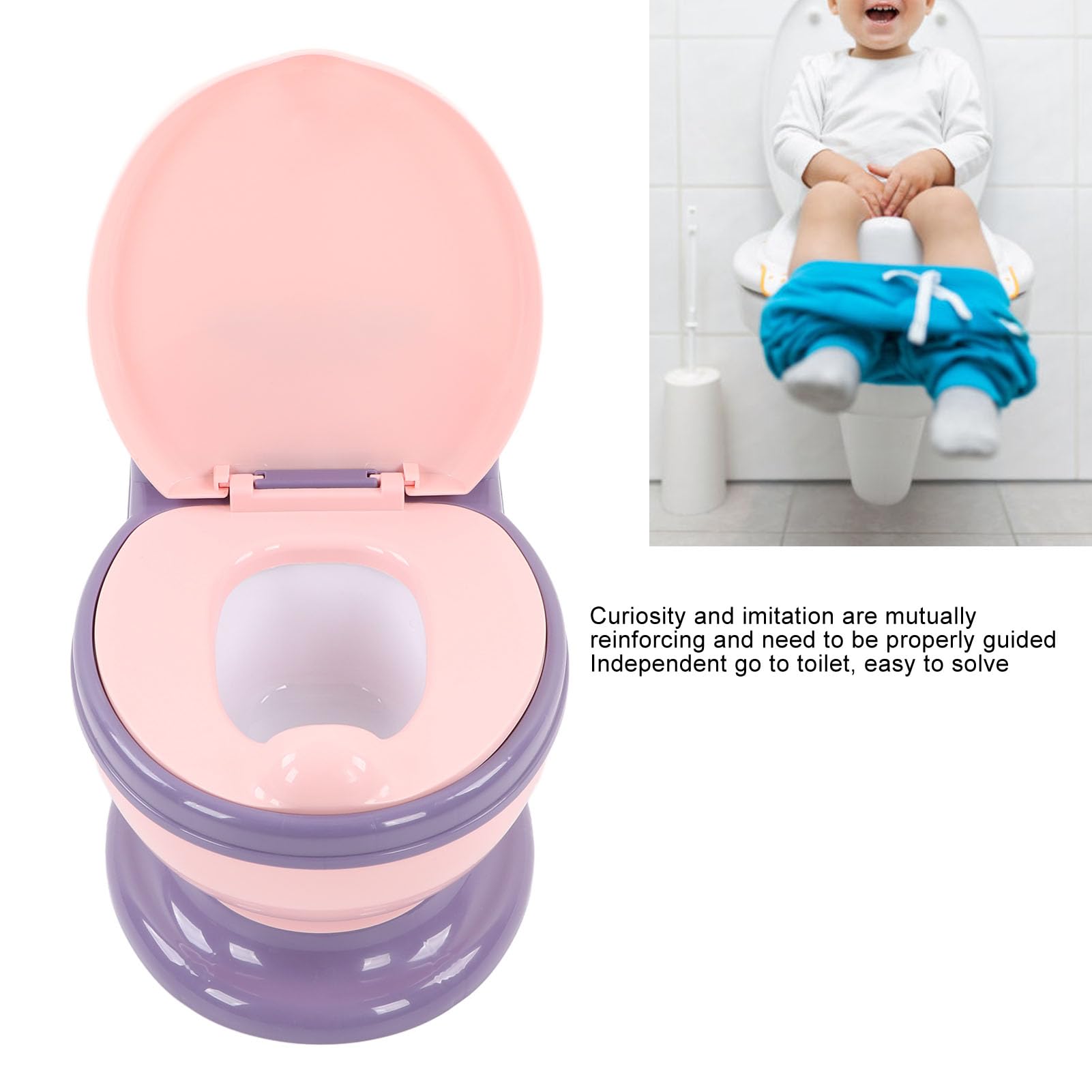 Baby Toilet, Baby Potty, Potty Training Toilet, Emulational Large Size Universal Detachable Removable Potty Pot Toddler Potty Chair for Toddler Infant Baby Kids(Pink Purple)