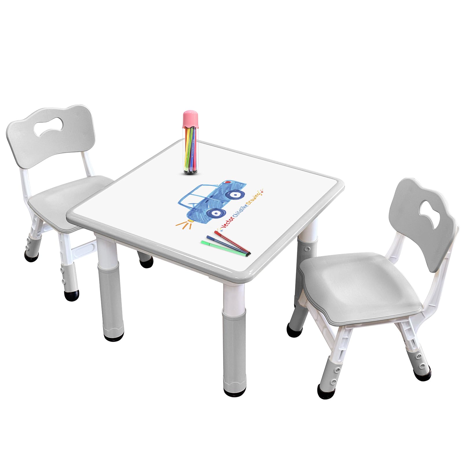 Kids Table and Chair Set with Adjustable Height