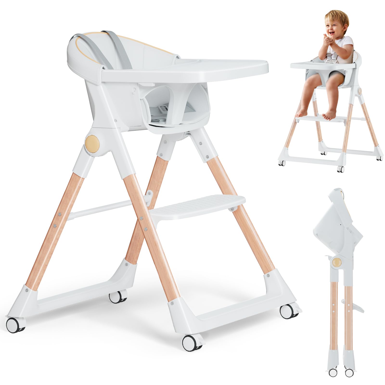 High Chairs for Babies and Toddlers, Convertible Folding High