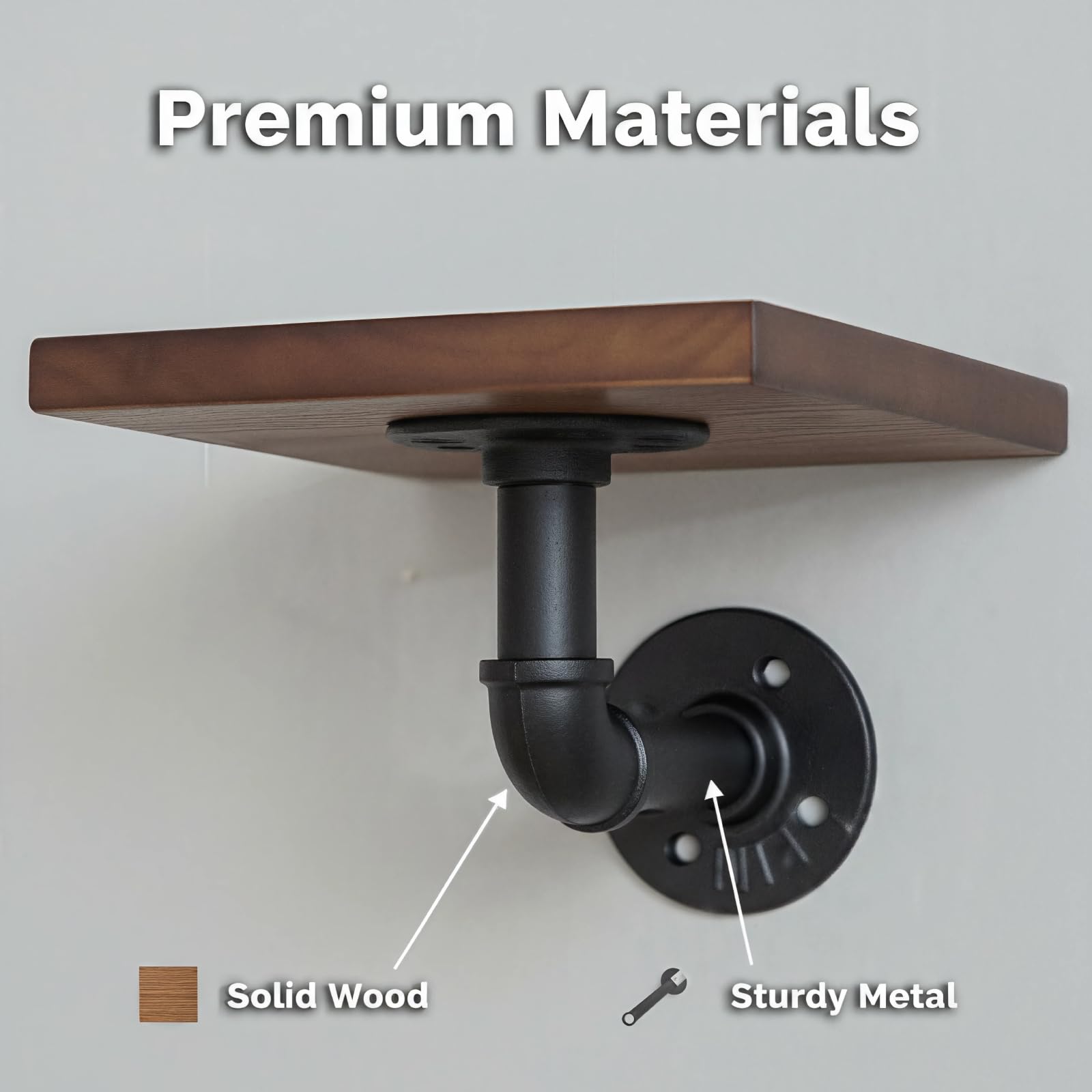 Industrial Wood Ladder Pipe Wall Shelves