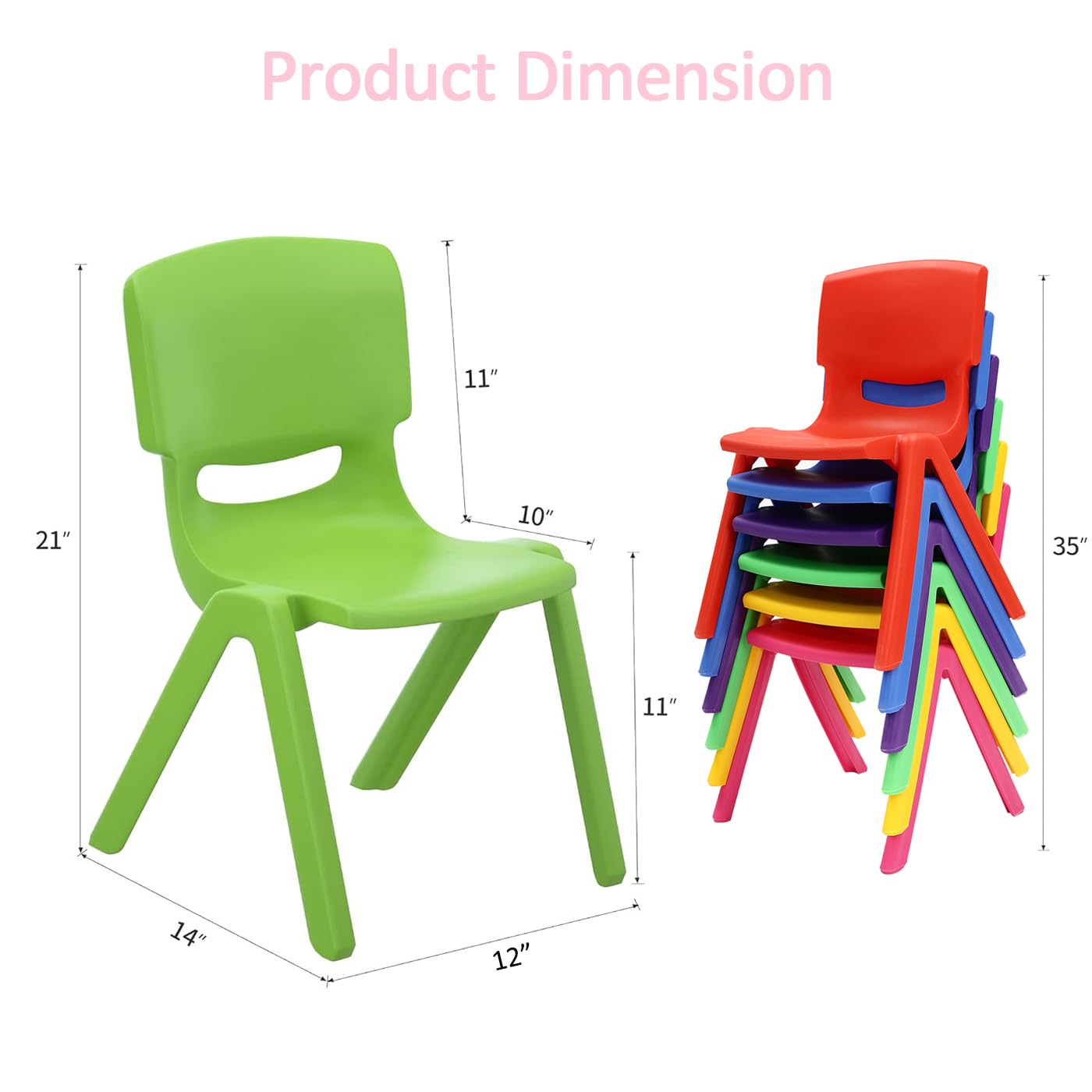 Stackable Kids School Chairs Set of 6