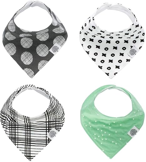 Bandana Drool Bibs 4 Pack Baby Bibs for Boys, Girls, Unisex - "Parker Set"