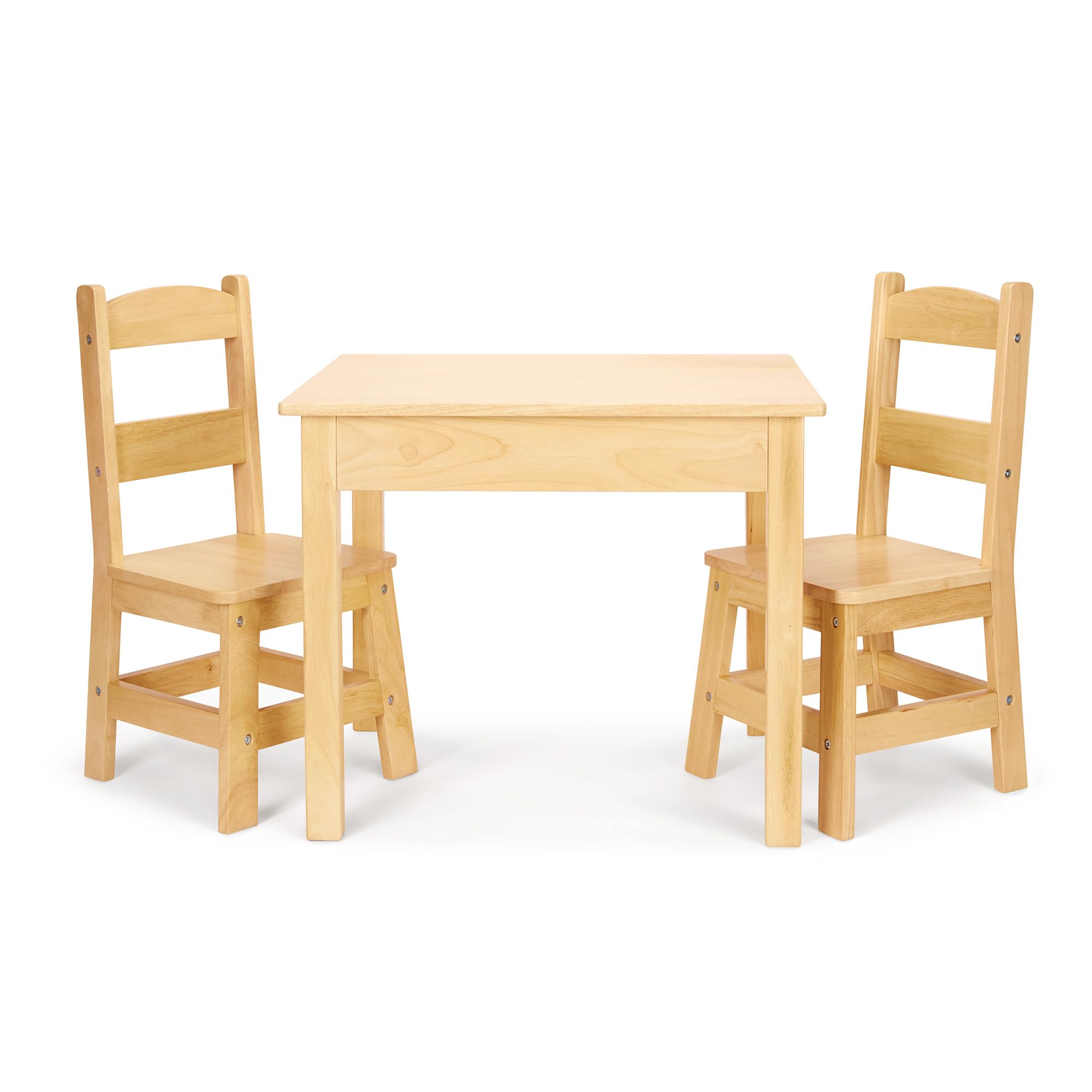 Solid Wood Table and 2 Chairs Set - Light Finish Furniture for Playroom