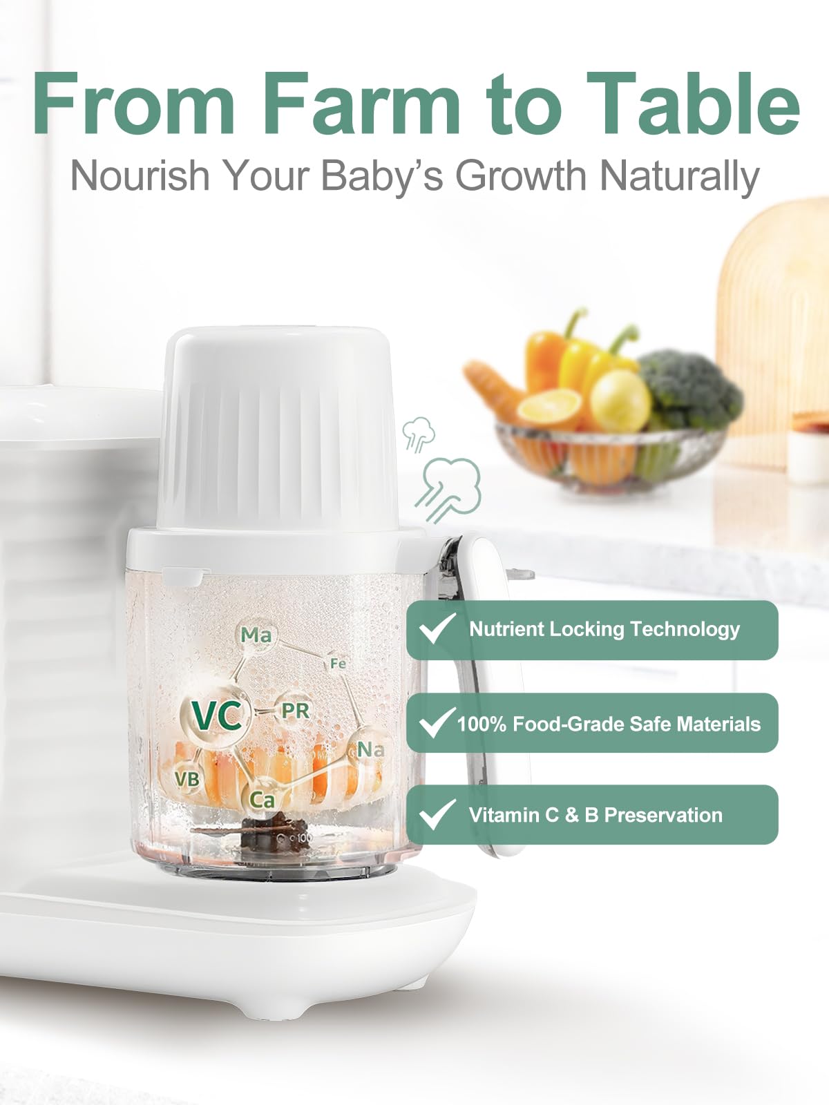 MOMYEASY Baby Food Maker, Multifunction Baby Food Processor Chopper Grinder, Baby Food Steamer and Puree Blender in-One, with Bottle Warmer, Auto Cooking & Grinding