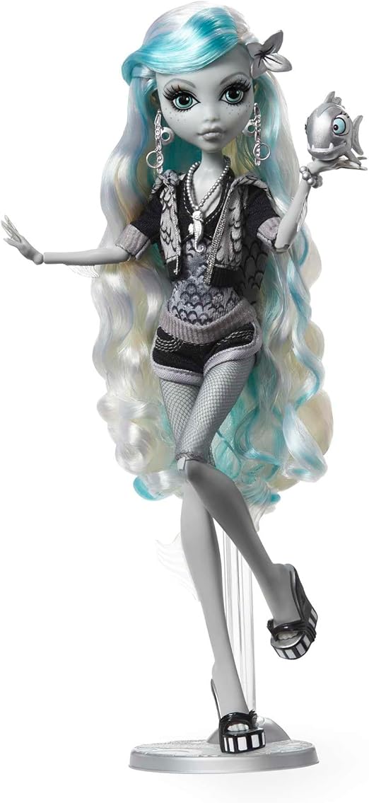 Reel Drama Doll, Clawdeen Wolf in Black and White, Collectible Reproduction with Doll-Size