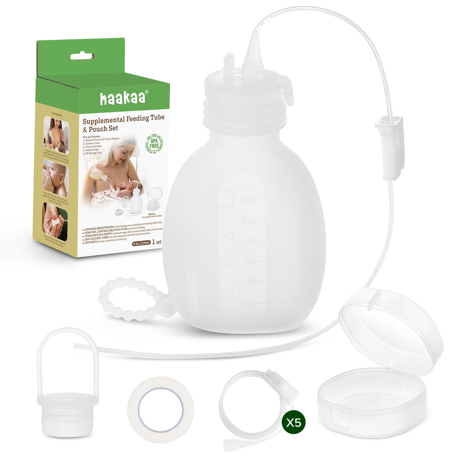 Silicone Supplemental Feeding Tube & Pouch Set – Breastfeeding Assistance