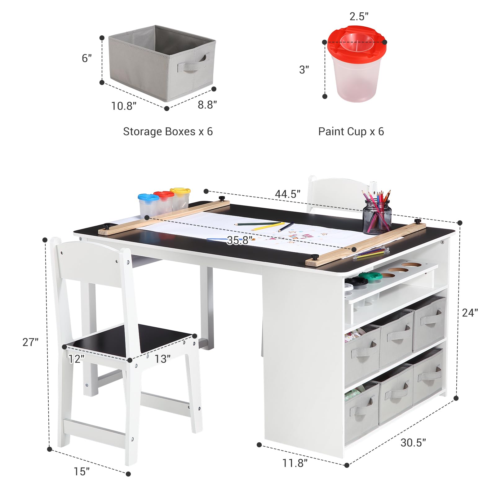 Kids Art Table and Chair Set with Storage