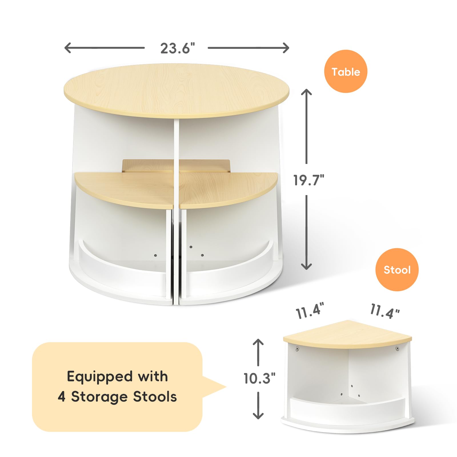 Wooden Round Kids Table and Chair Set