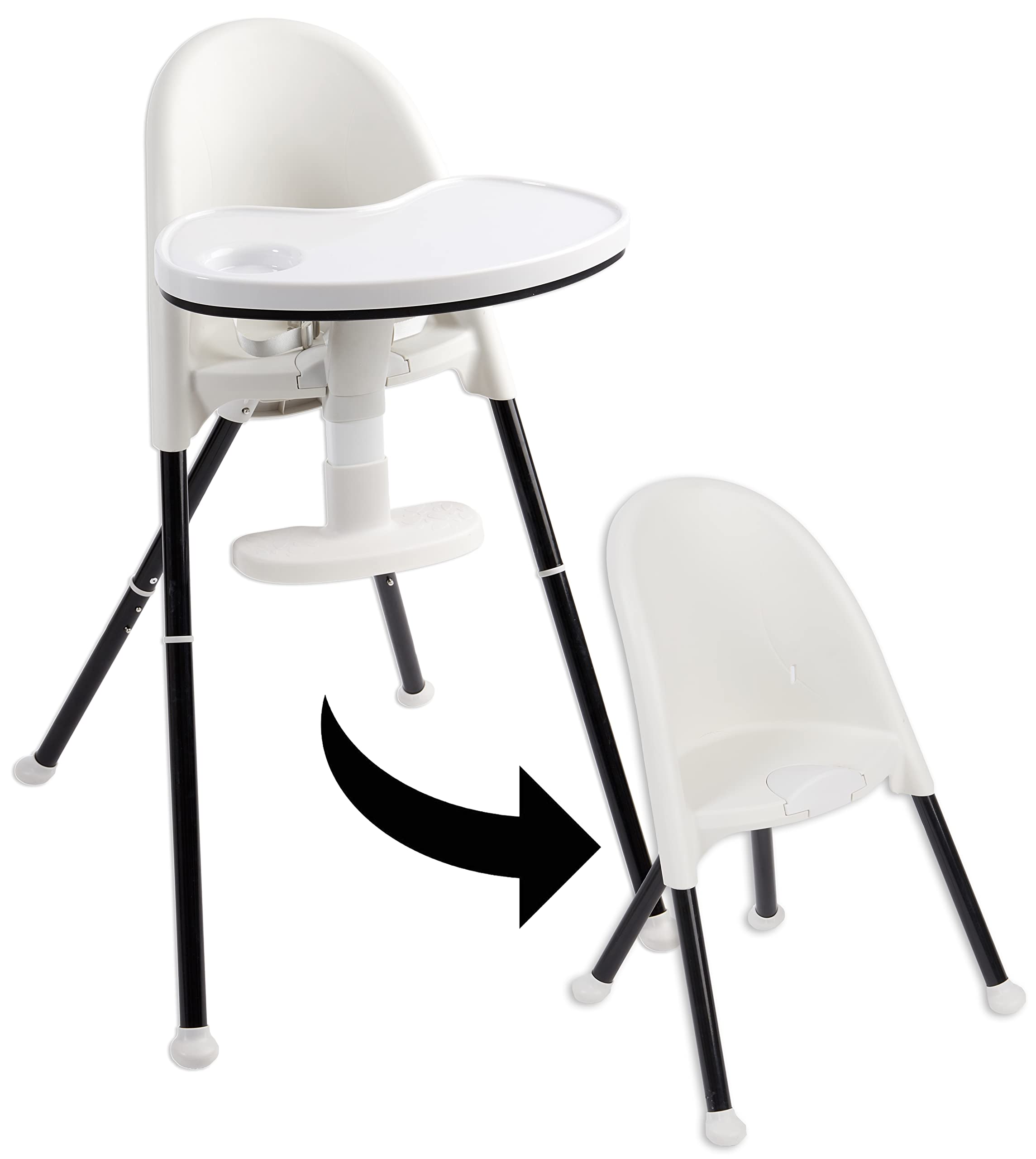 Convertible High Chair with Adjustable Backrest and Tray