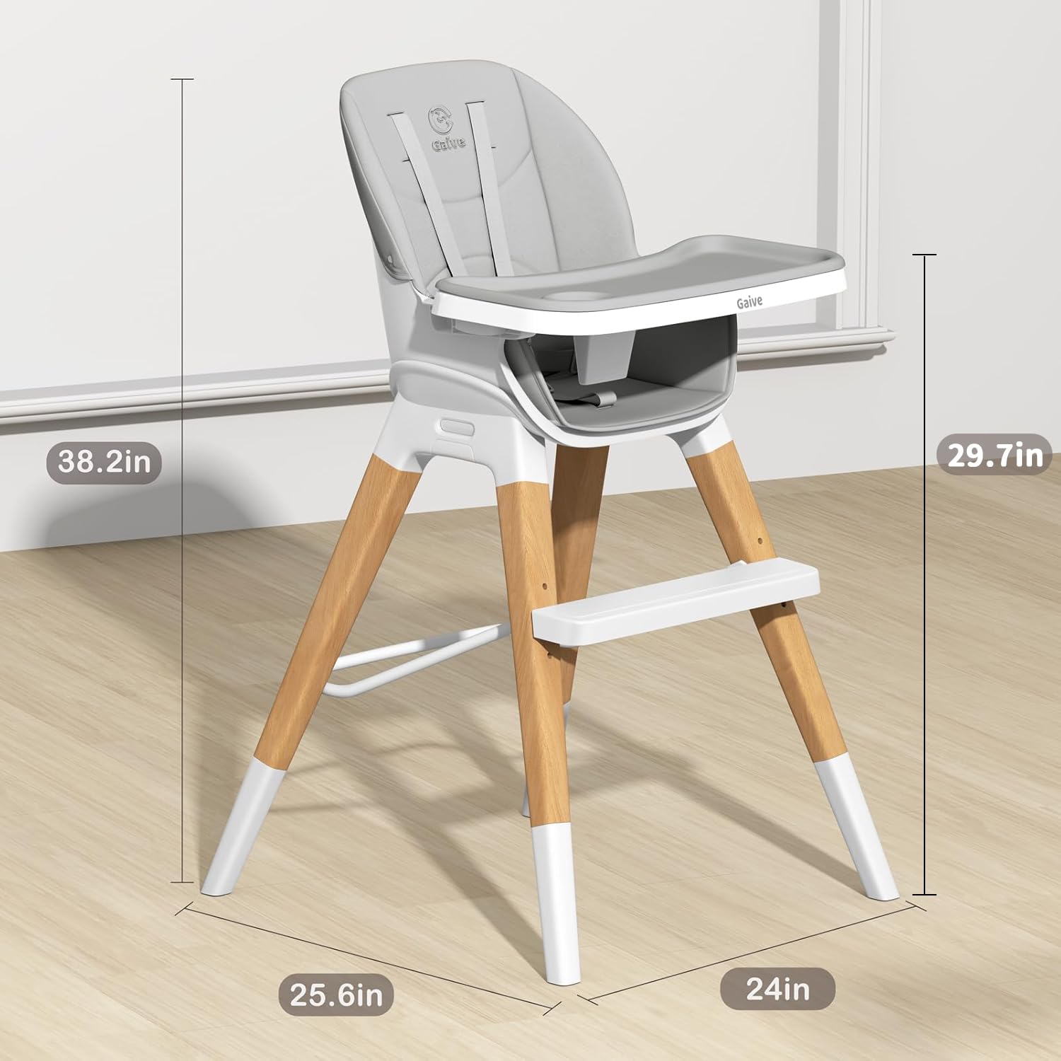 8-in-1 Convertible Wooden High Chair with Tray - Adjustable Baby High Chair for Babies and Toddlers