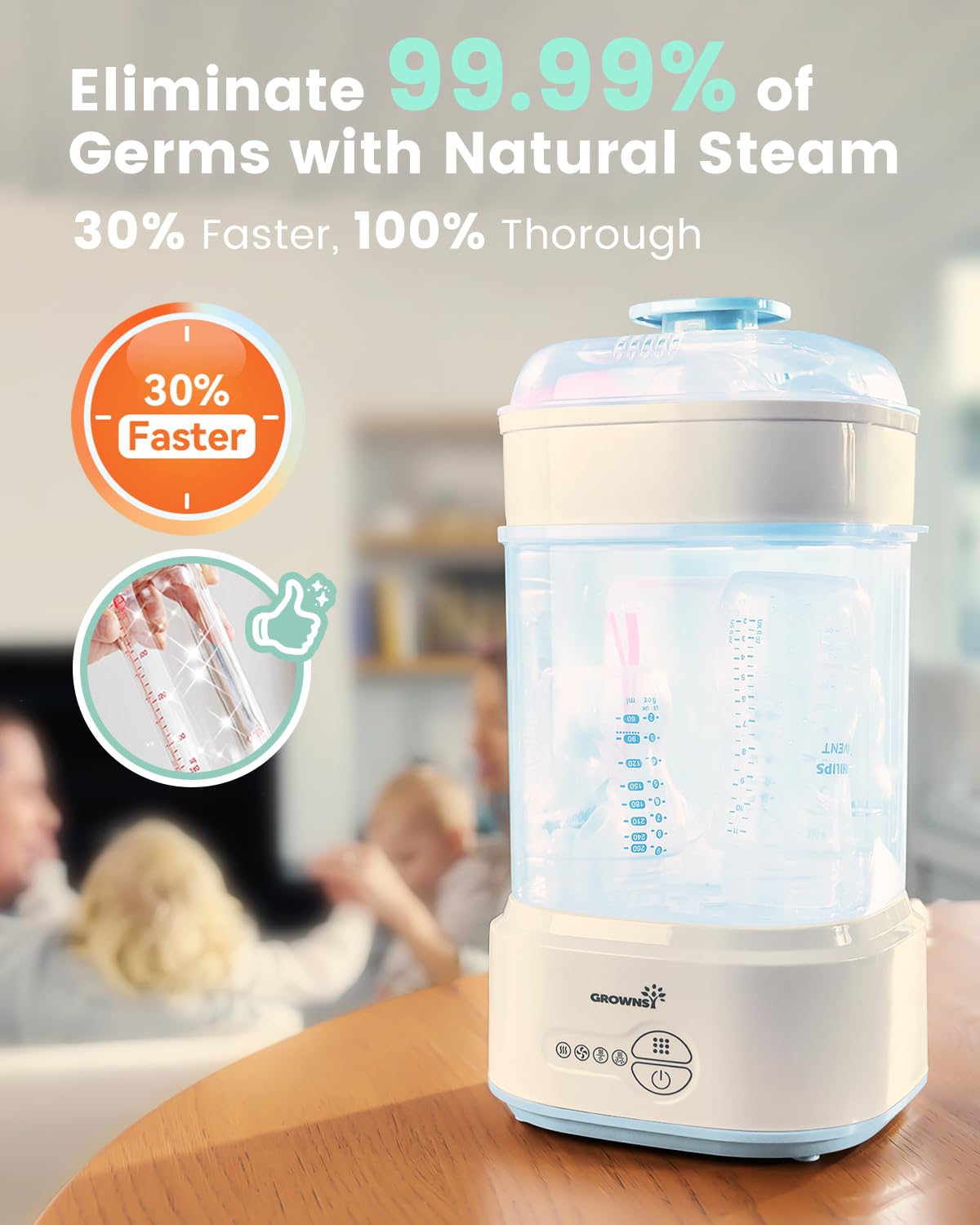 Bottle Sterilizer and Dryer, Compact Electric Steam Baby Bottle Sterilizer
