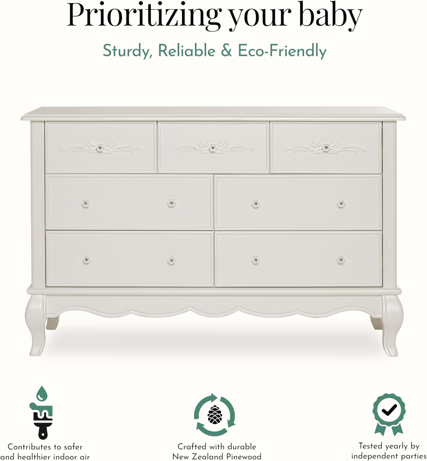 5-in-1 Convertible Crib Nursery Bundle with Dresser and Mattress