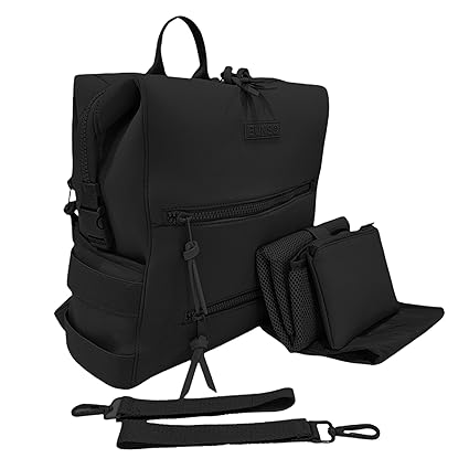 Neoprene Diaper Bag, Minimalist Backpack Diaper Bag with Pouch