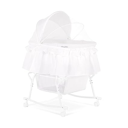 Me Lacy Portable 2-in-1 Bassinet & Cradle in White, Lightweight