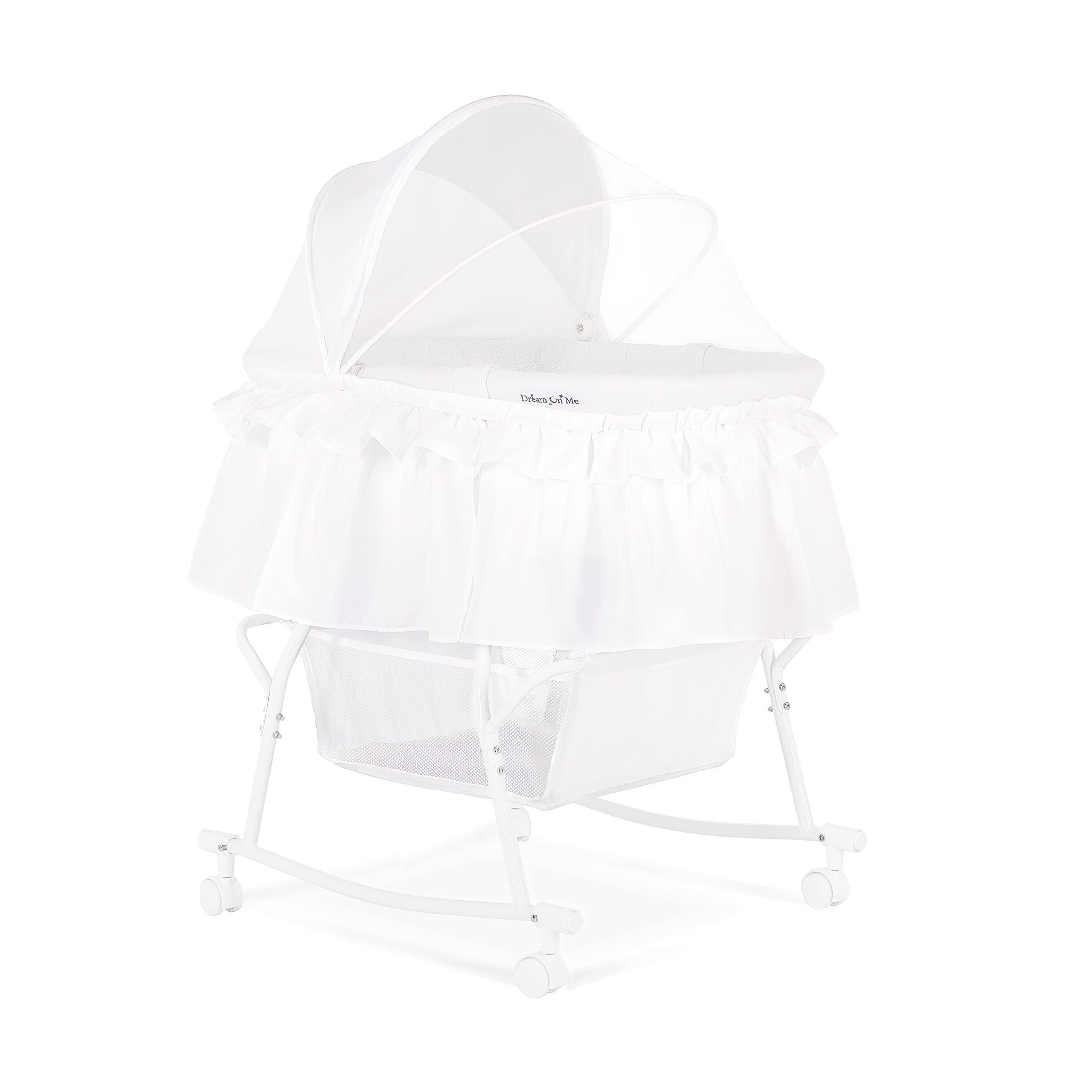 Me Lacy Portable 2-in-1 Bassinet & Cradle in White, Lightweight