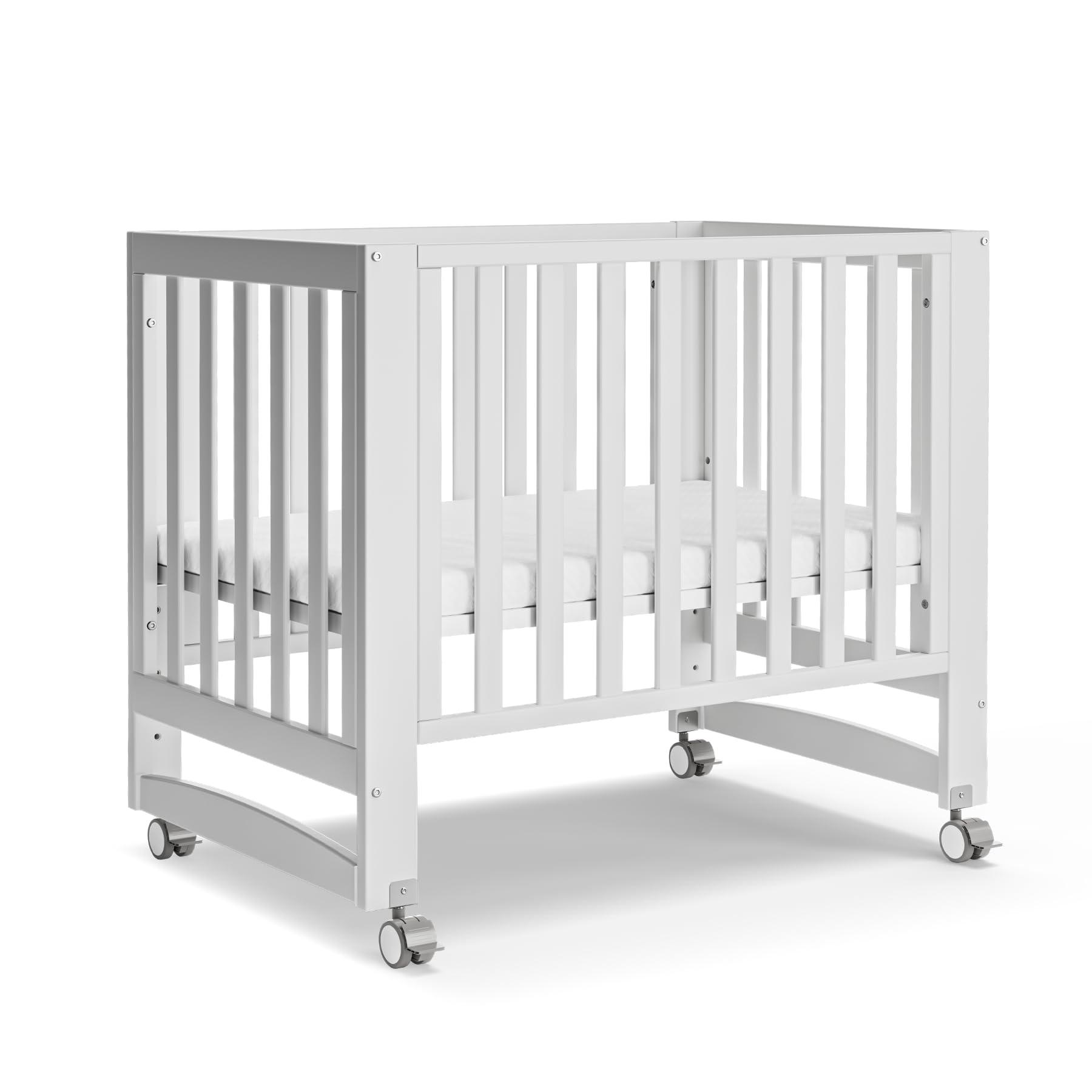 Baby Crib, 6 in 1 Convertible Mini Crib with Wheels, 100% New Zealand