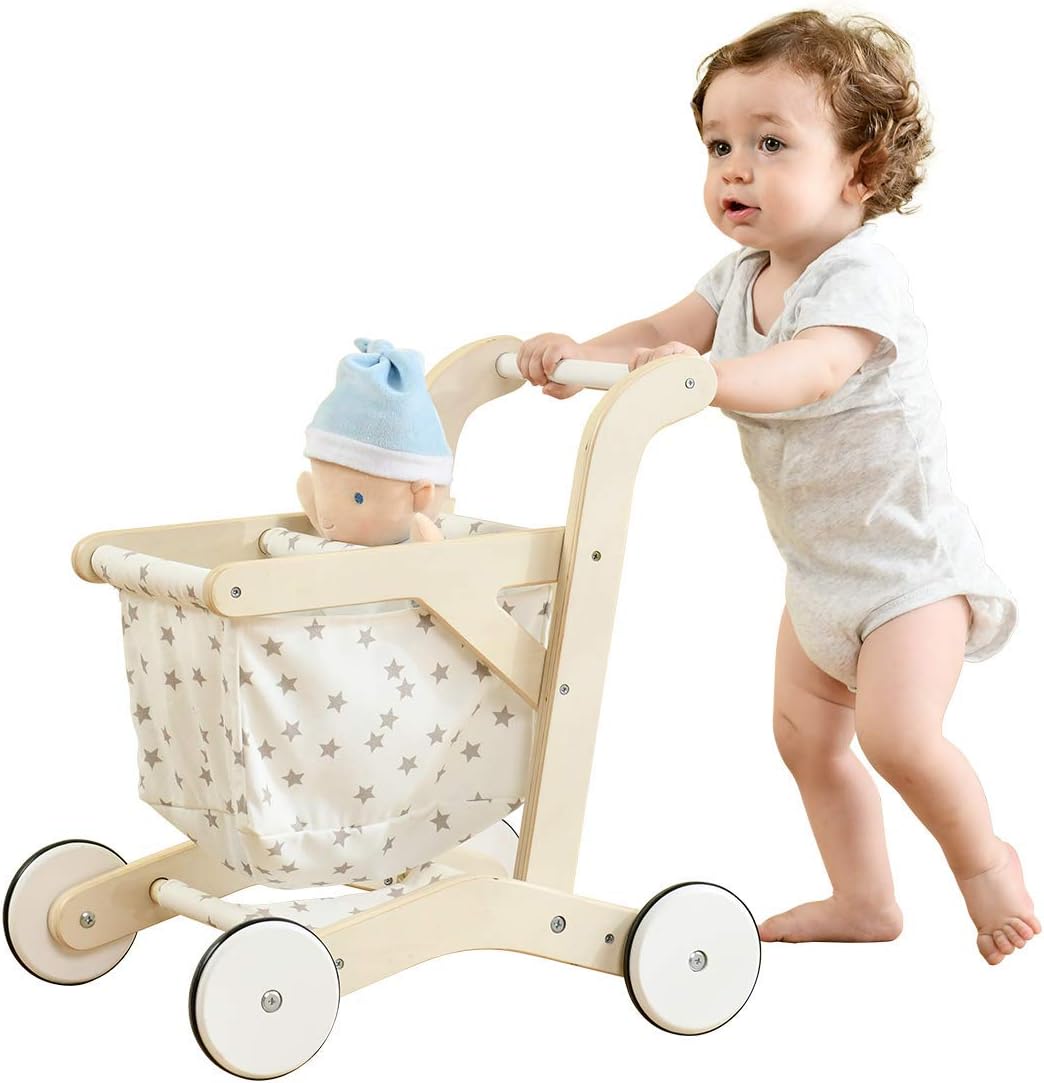 Push Walker Doll Stroller, Push Toy for Toddler, Shopping Cart