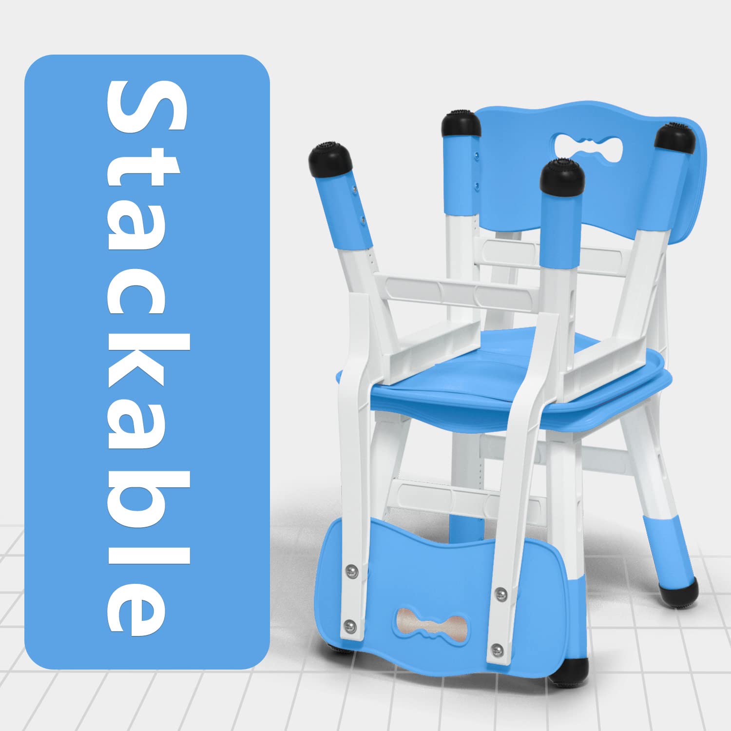 Adjustable Kids Chairs Set of 4 - Stackable Toddler Seating