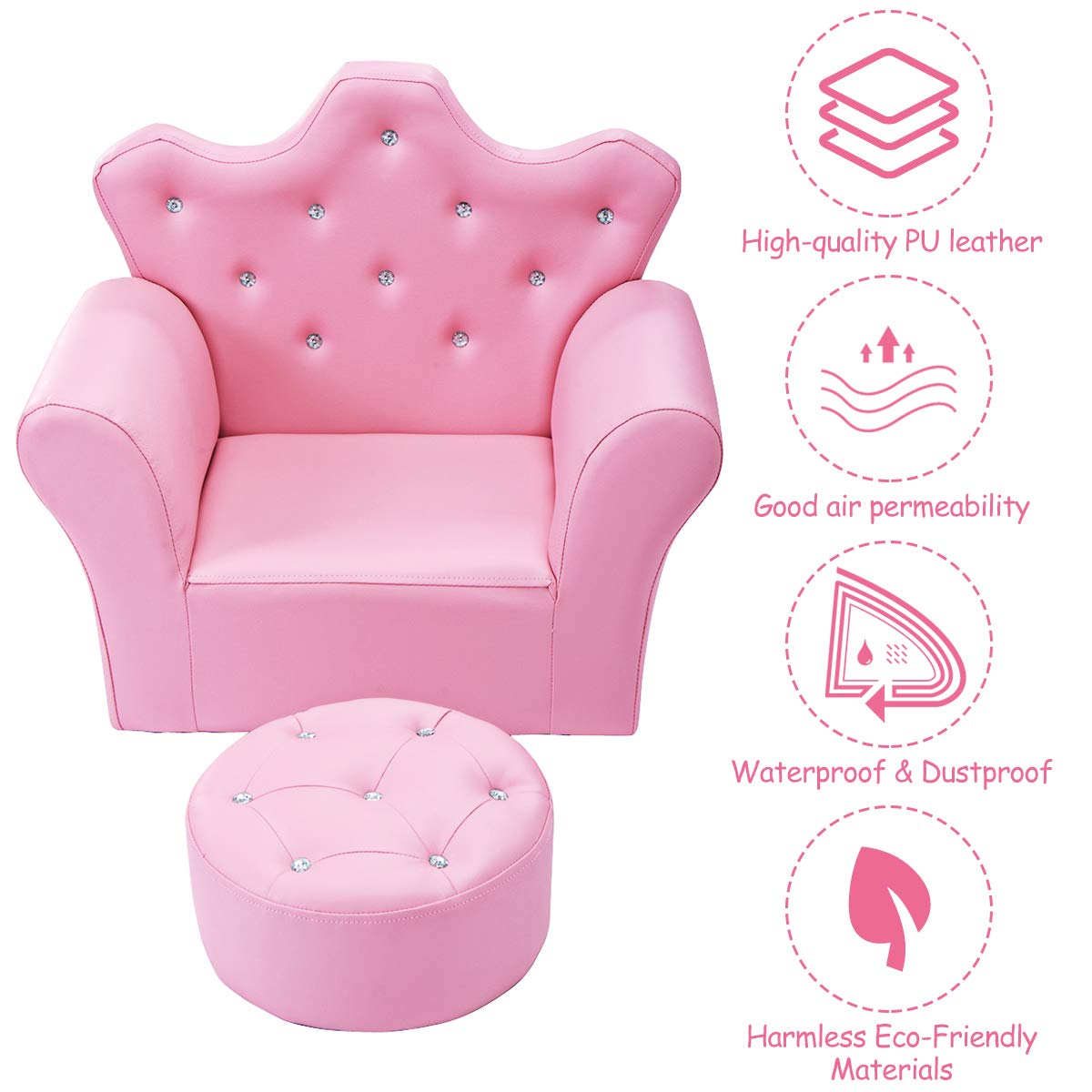 Princess Sofa with Ottoman for Kids
