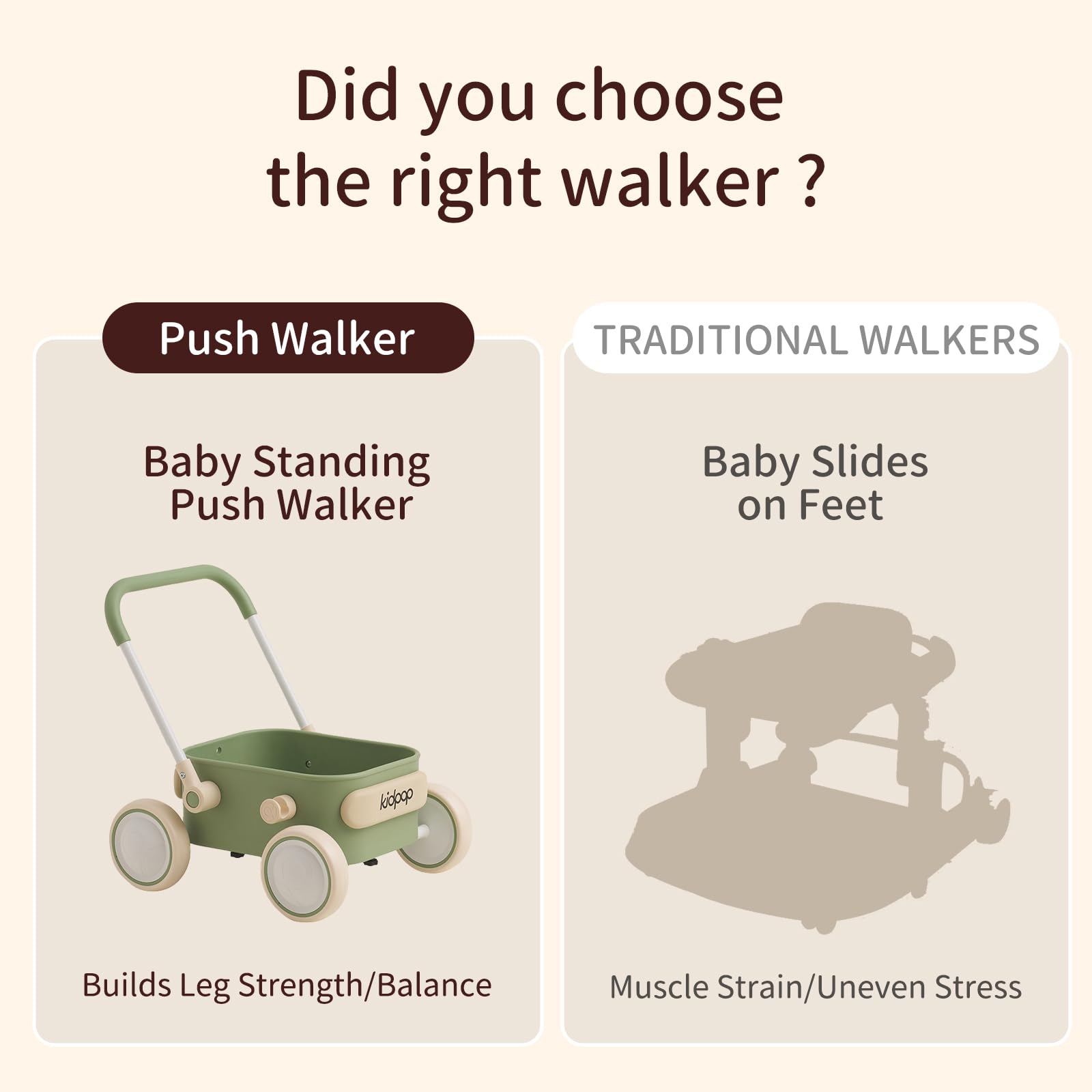 Baby Push Walker with Wheels Toddler Wagon