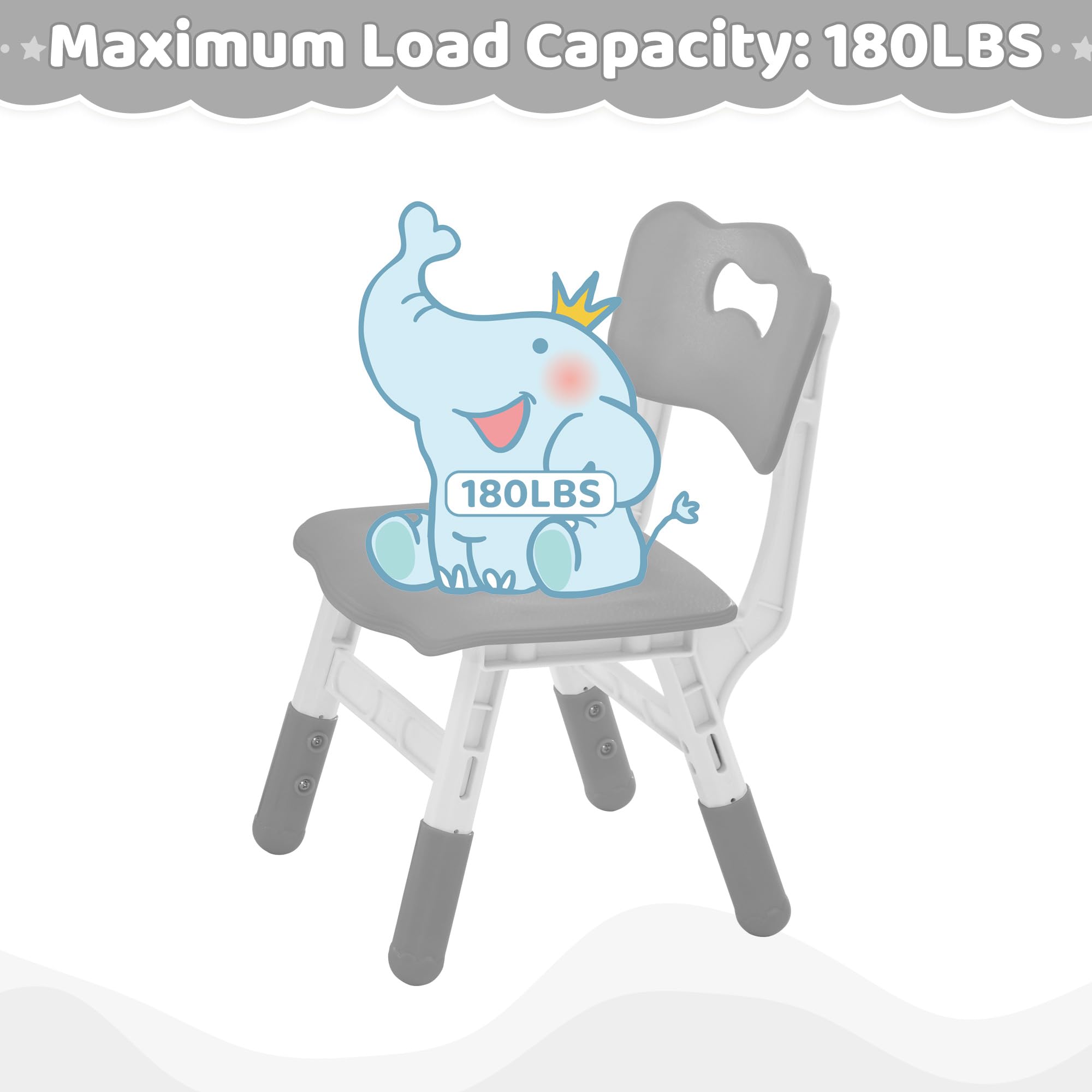 Adjustable Toddler Chairs Set - 3 Height Levels for Ages 2-8