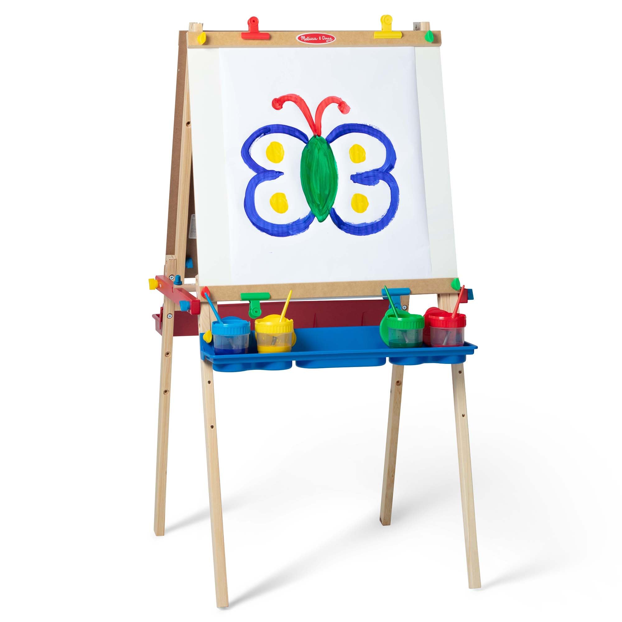 Deluxe Wooden Art Easel with Dry-Erase Board and Chalkboard