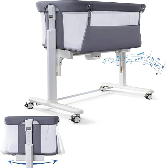 Electric Bassinet for Baby, 3 Speeds Automatic Rocking Bassinets with All mesh