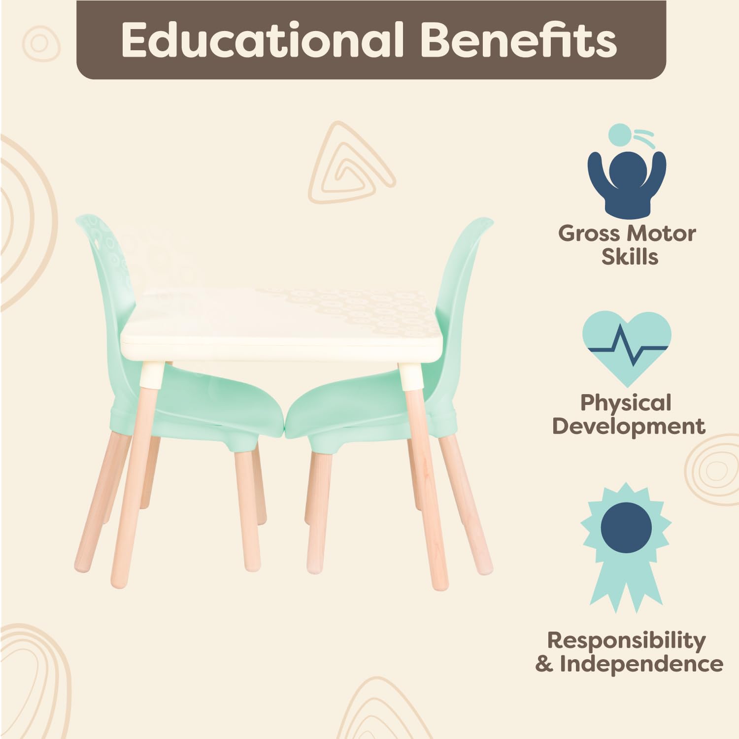 Kids Table and Chair Set - Toddler Furniture with 2 Chairs