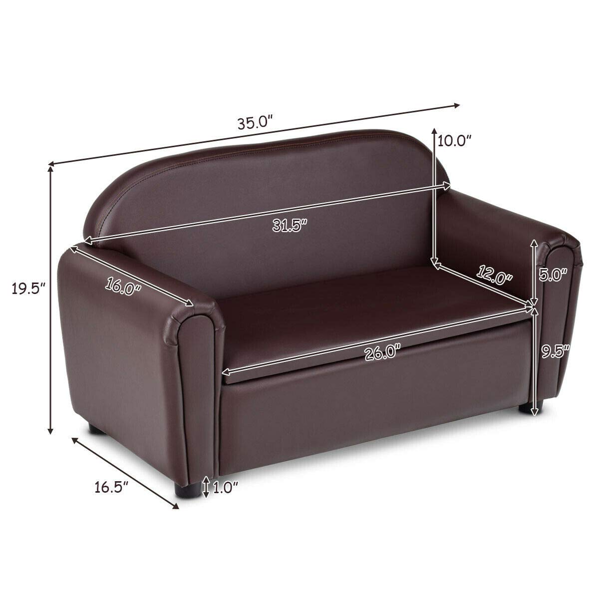 Kids Sofa with Storage - Double Seat Toddler Couch