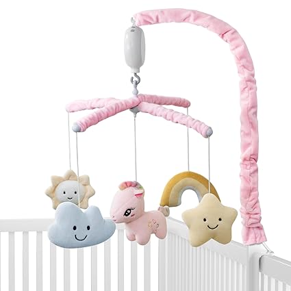 Crib Mobile for Girls Baby Mobiles with 3 Modes Digital Music