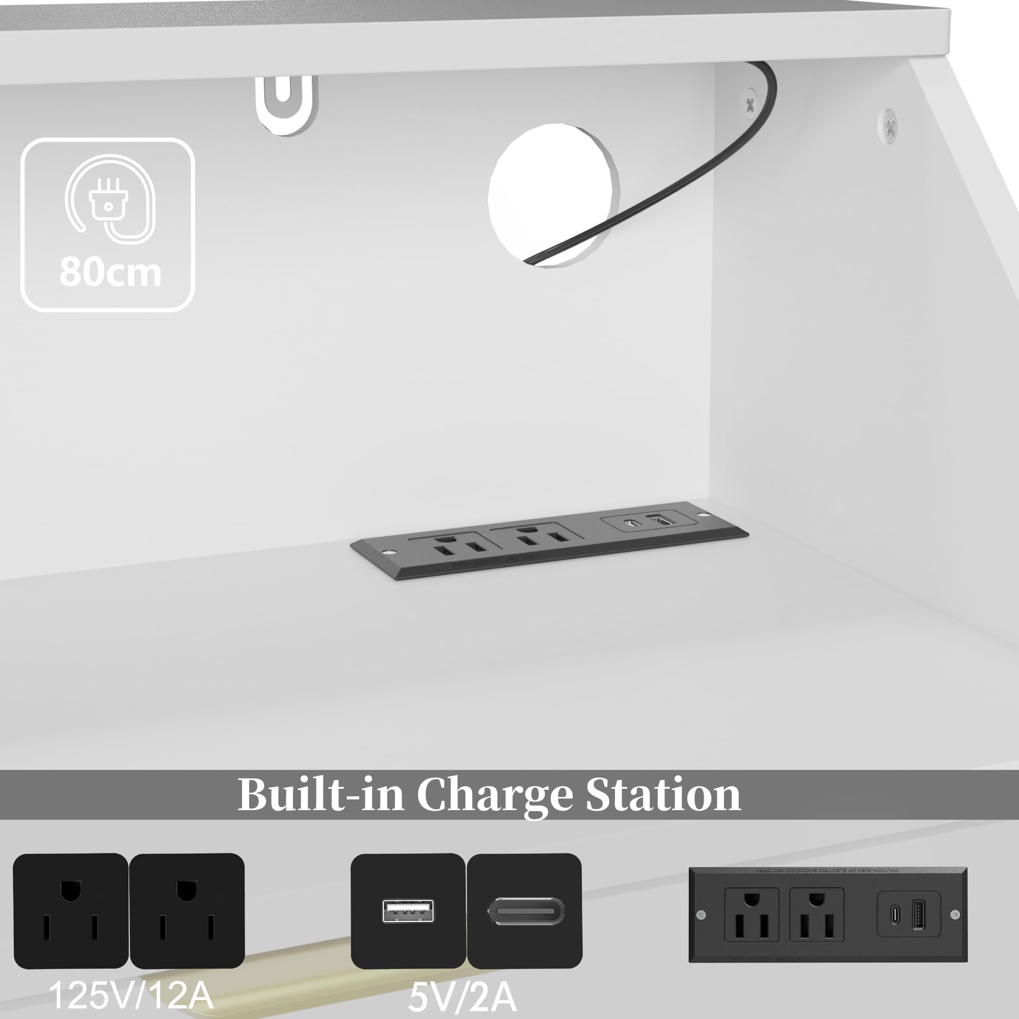 6 Drawer Dresser with Charging Station and LED Lights