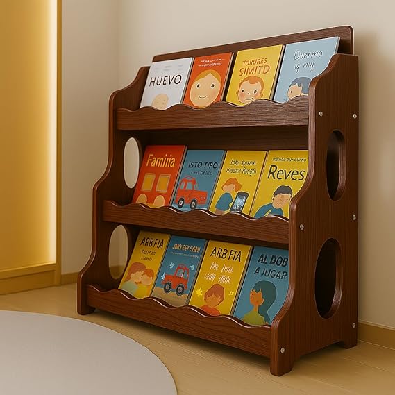 Kids Book Shelf Wooden Montessori Bookshelf Dutch Design