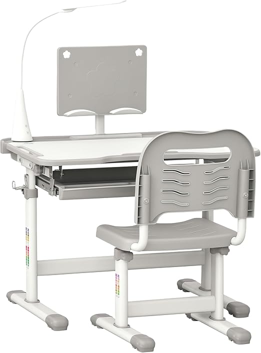 Kids Desk and Chair Set, Height Adjustable School Desk Chair Set