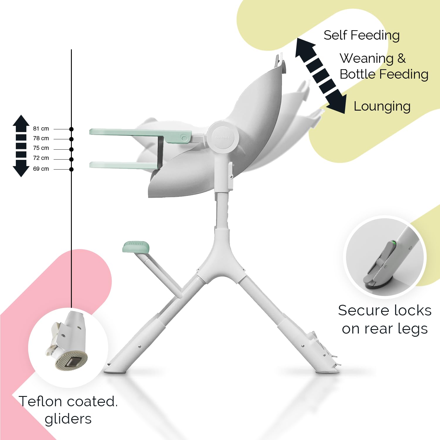 Convertible High Chair & Baby Lounger with Reclining Positions
