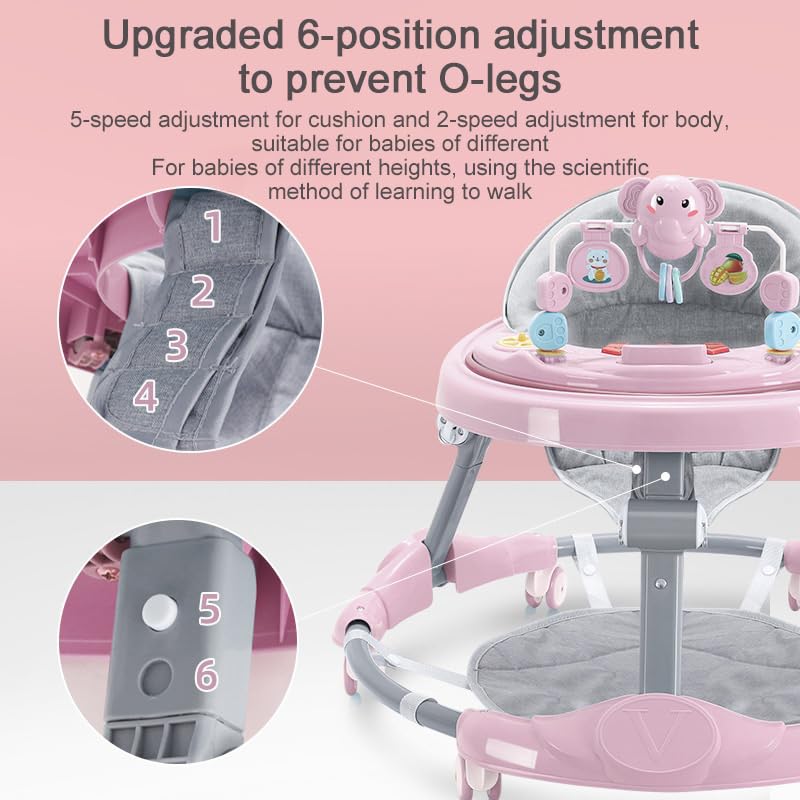 4-in-1 Folding Baby Walker with Music Toys