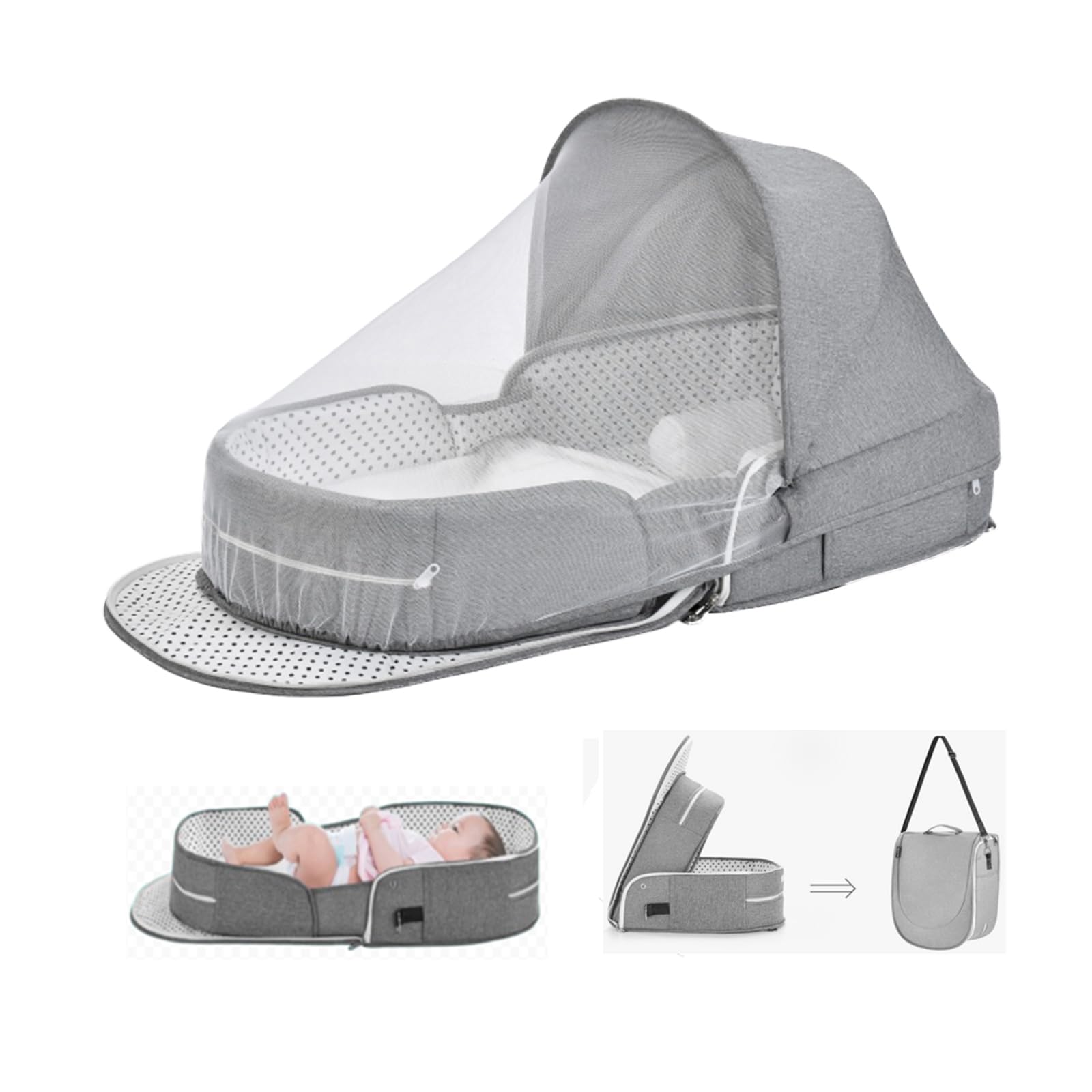 Portable Baby Travel Bassinet with Mosquito Net