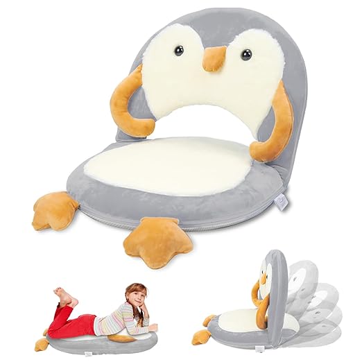 Floor Chair for Kids, Penguin Floor Seating with Back Support 5 Adjustable Position