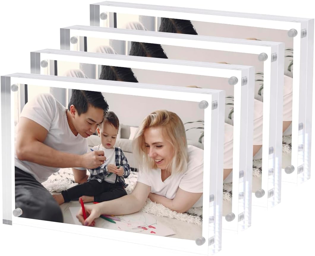 4 Pack Acrylic Picture Frames 5x7 Free Standing