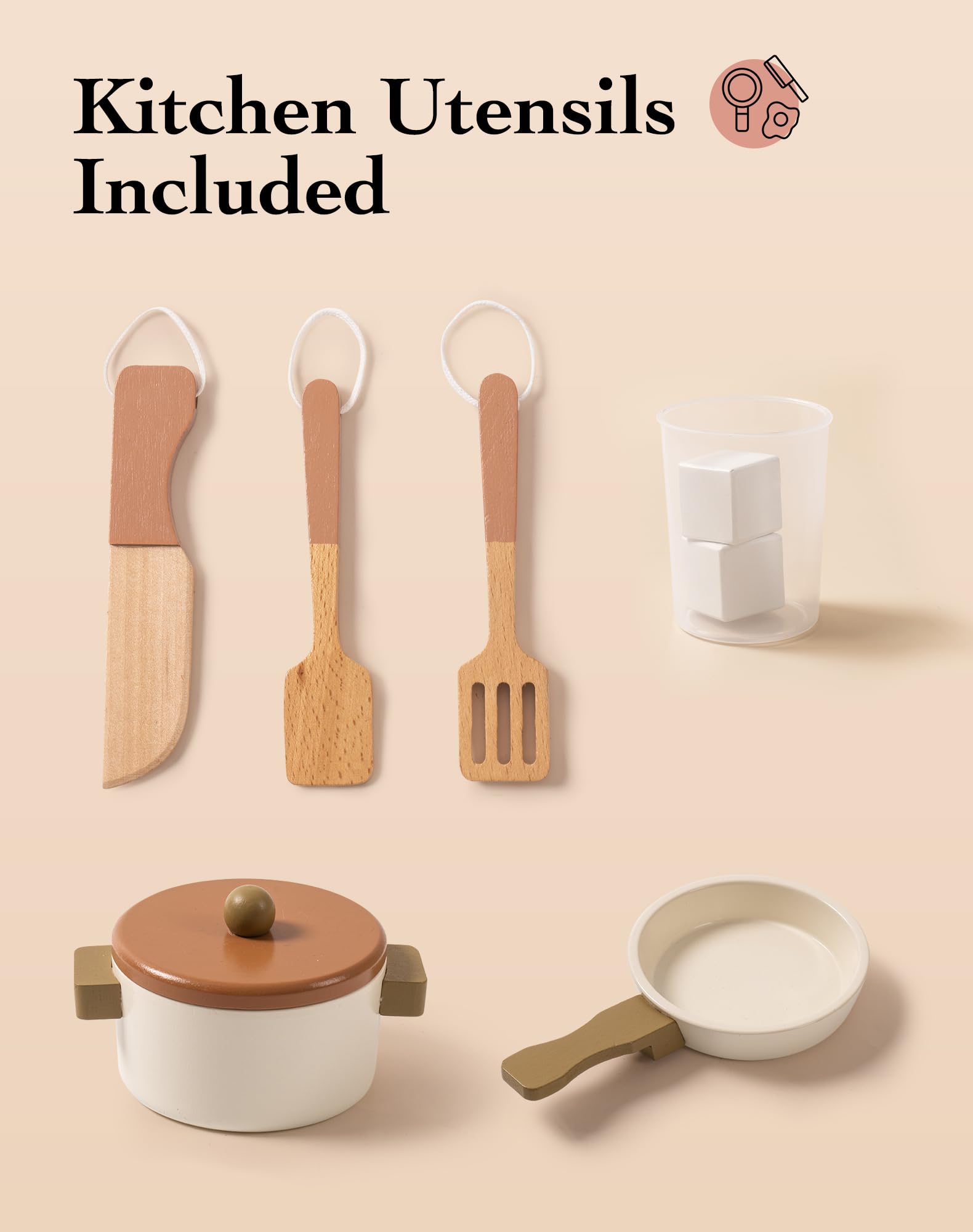 Wooden Play Kitchen Set with Ice Dispenser