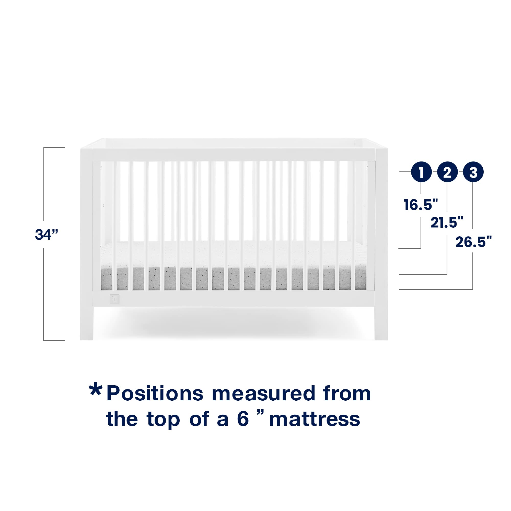 6-in-1 Convertible Crib with Adjustable Mattress Height