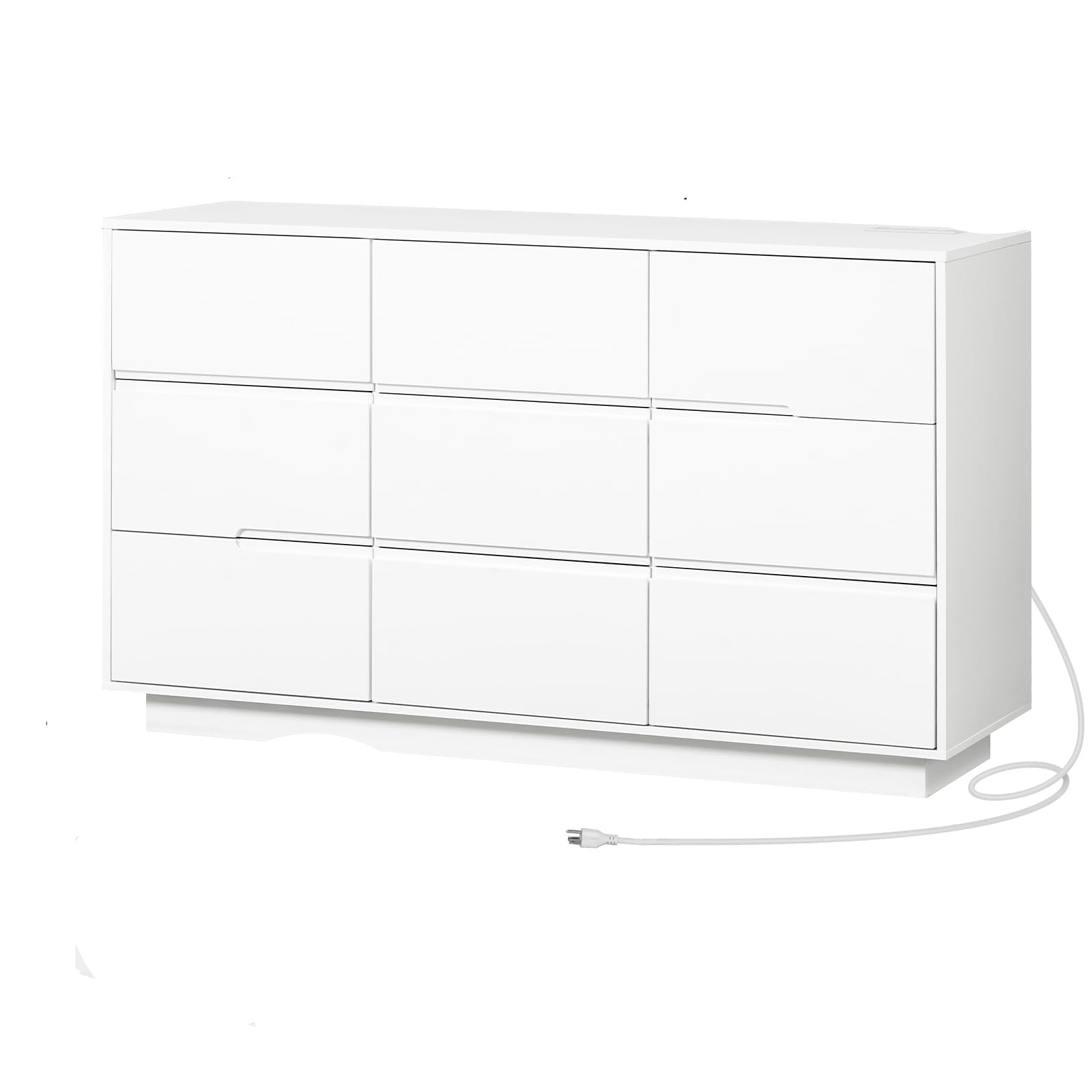 White Dresser for Bedroom, Handless 9 Drawers Dresser