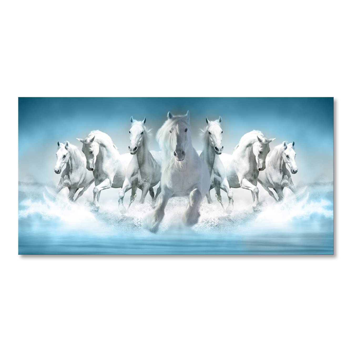 Horse Print Painting on Canvas Modern Blue Wall Art Animal Picture