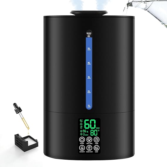 6L Humidifiers for Bedroom Large Room Home, Cool and Warm Humidifier for Plants Mist