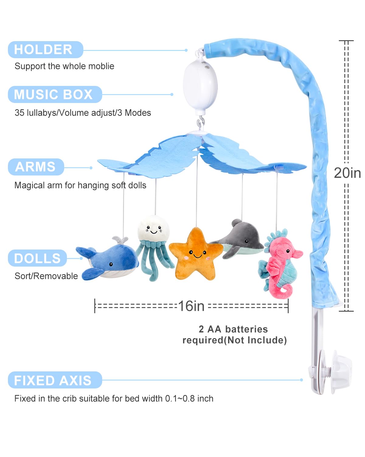 Ocean Theme Baby Crib Mobile with Music and Rotation