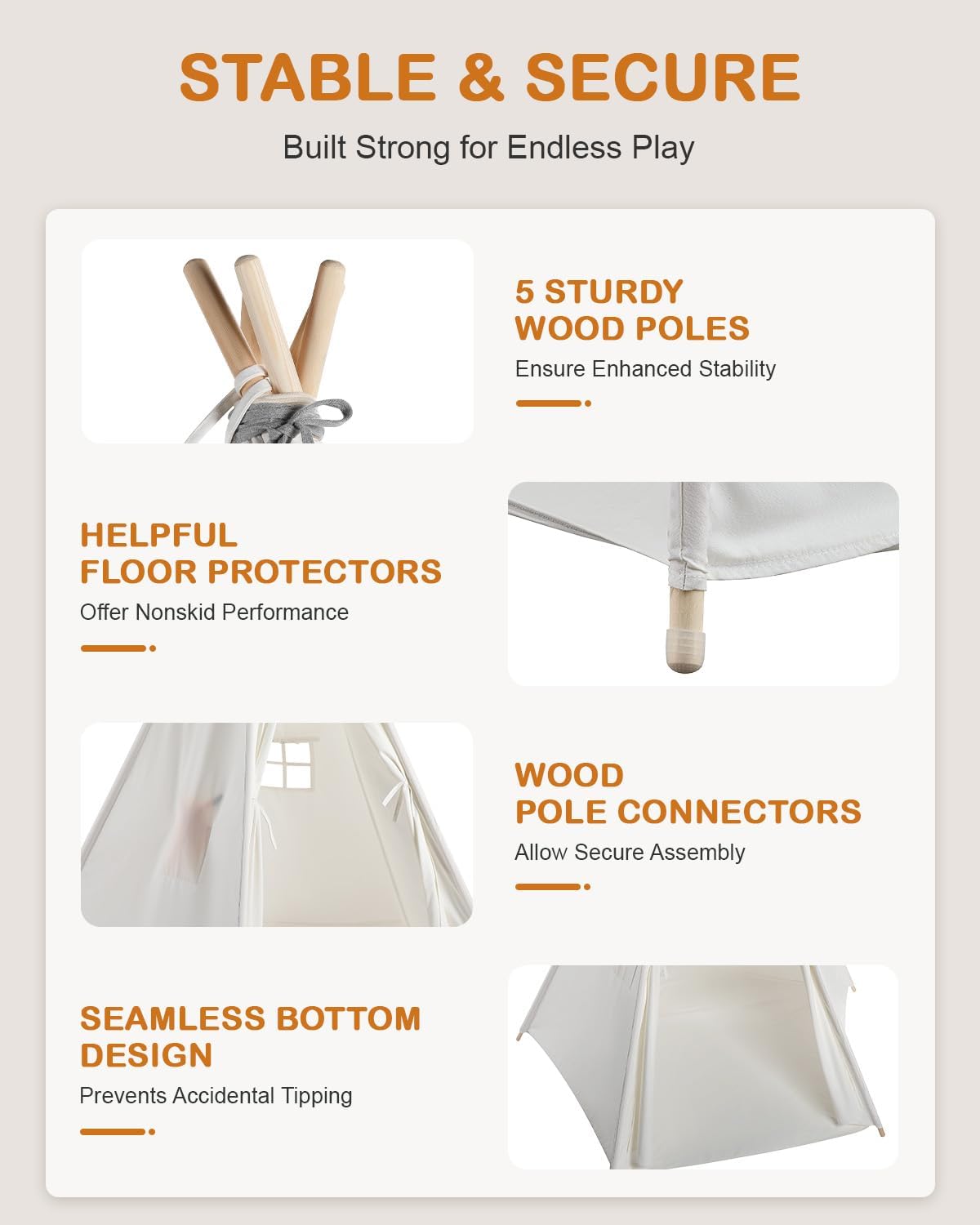 Kids Teepee Play Tent Indoor Outdoor Canvas